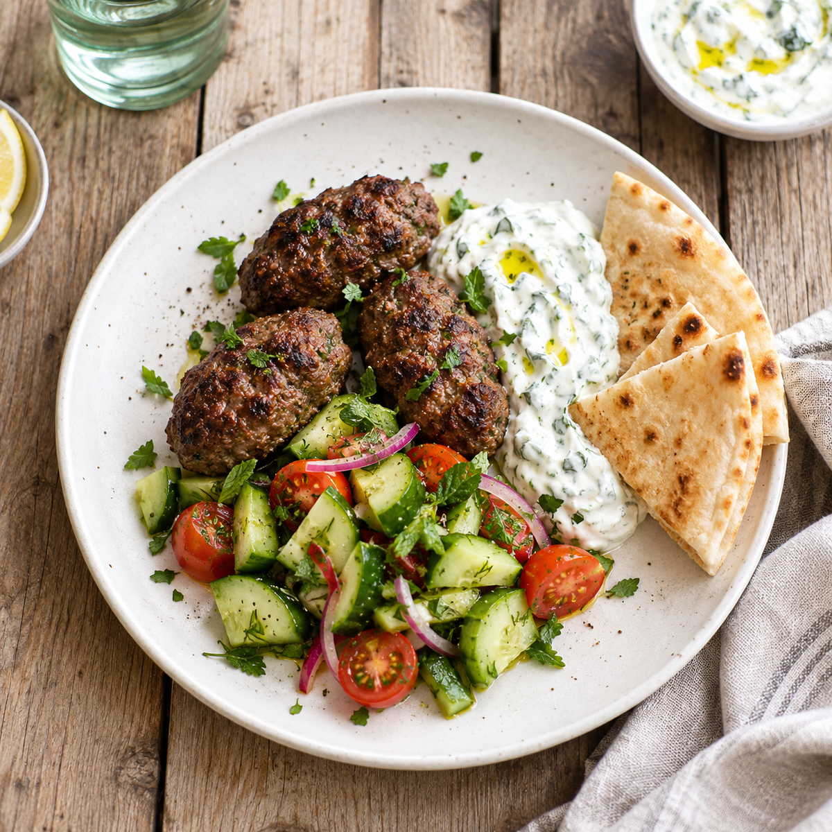 Wilderra Beef Kofta with Tzatziki & Cucumber Salad